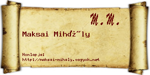 Maksai Mihály névjegykártya